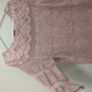 Floral lace blush pink dress